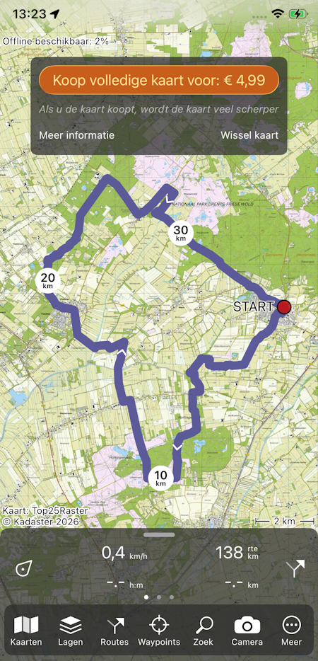 Topo GPS voorbeeld route Topo GPS voorbeeld route